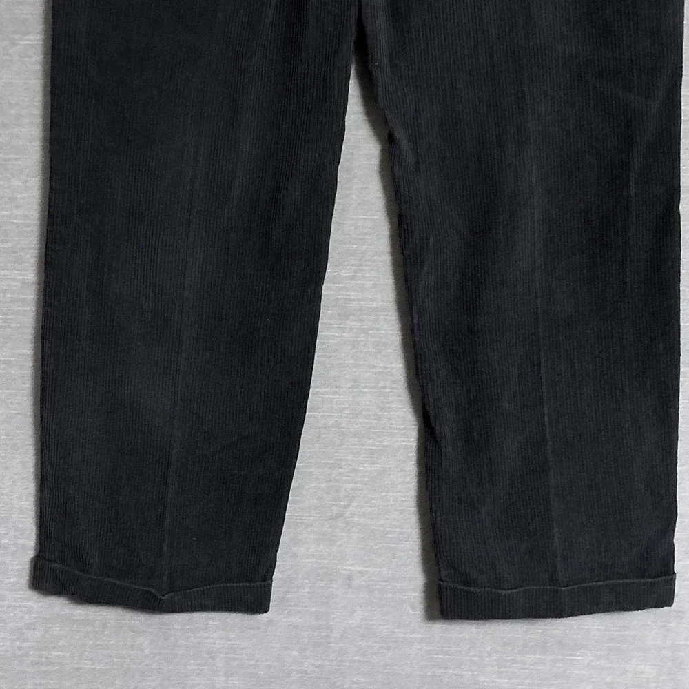 Vintage Louis Raphael Pants 36x31‎ Black Corduroy Pleated Cuffed 90s y2k Fall